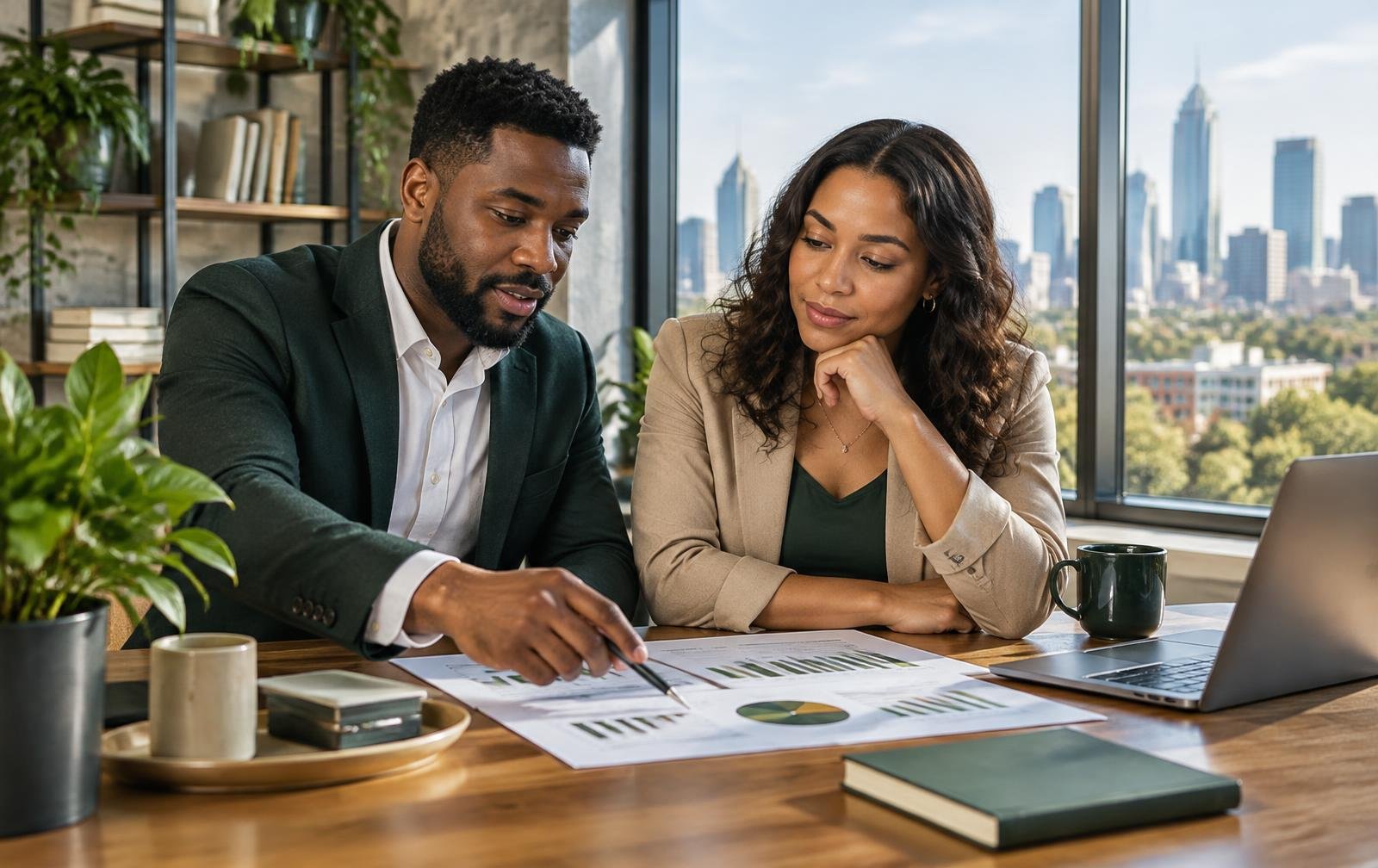 Atlanta professionals reviewing business finances